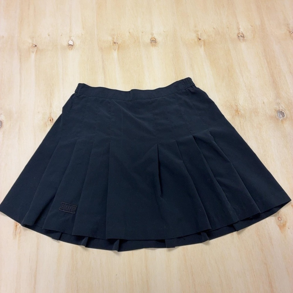 Vintage SKYR Sport Skirt Womens 10 Black Short Pleated Athletic Tennis Elastic